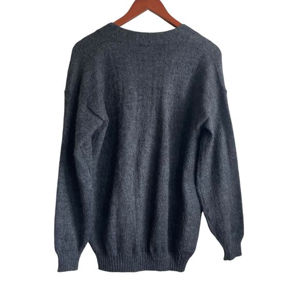 The Little Alpacas House Mens Cardigan‎ Sweater Gray Wool Grandpa Academia Cozy - Picture 3 of 9